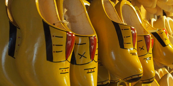 wearing wooden shoes