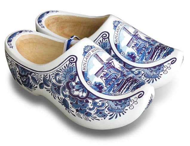 White Blue Mill Dutch Clogs