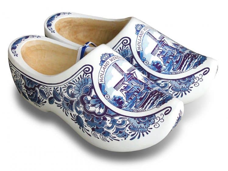 White Blue Mill Dutch Clogs